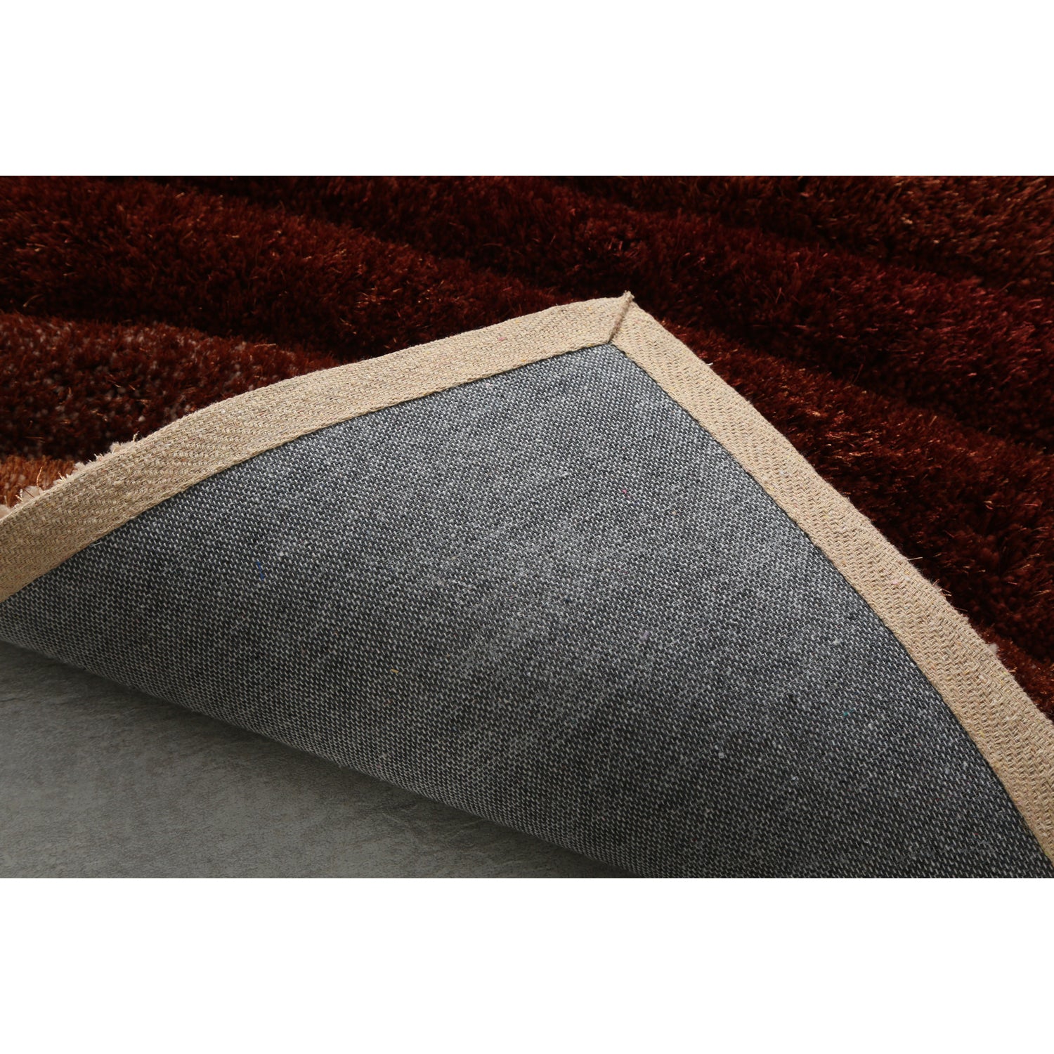 "3D Shaggy" Hand Tufted Area Rug Brown Polyester