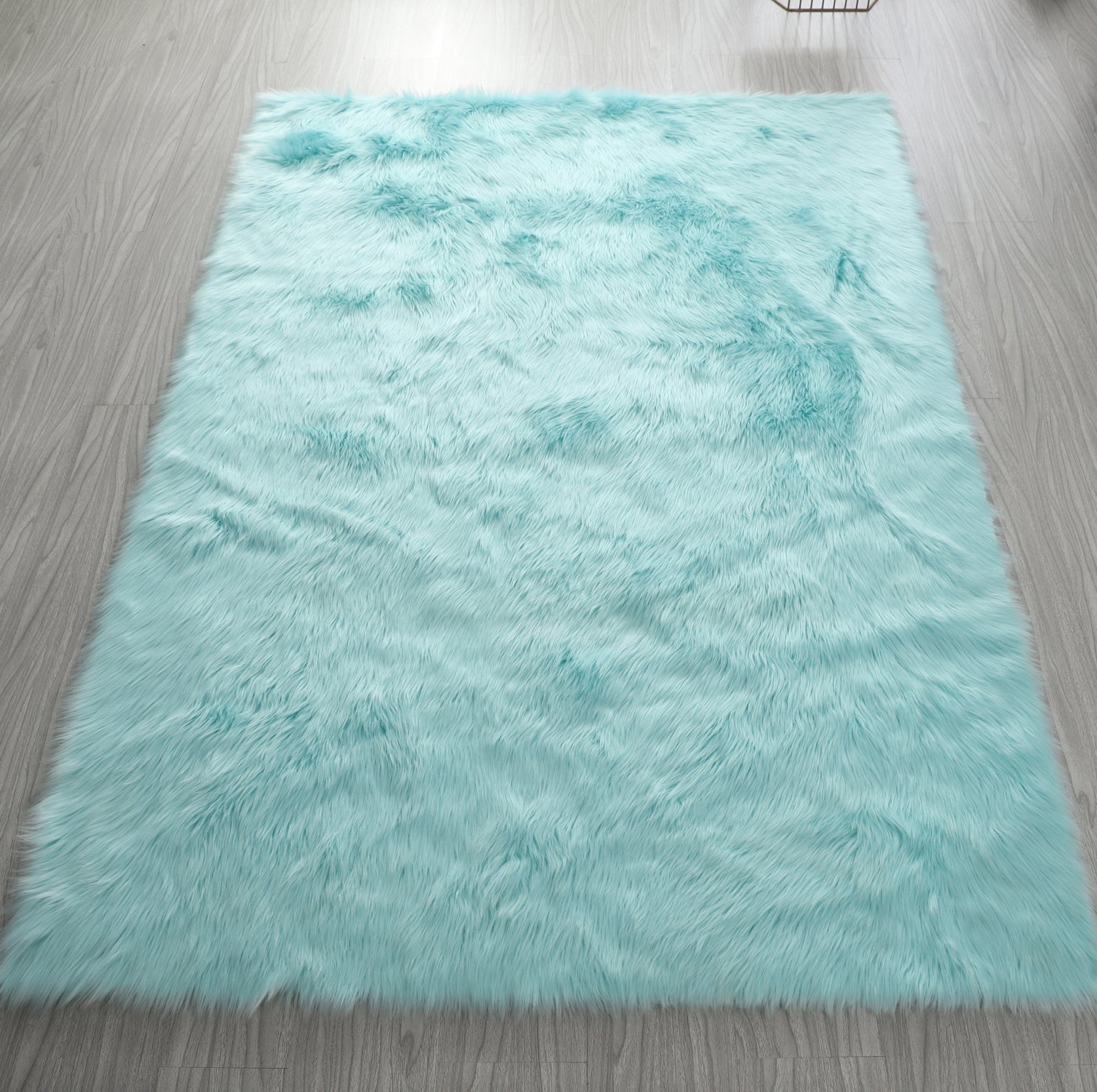 "Cozy Collection" Ultra Soft Fluffy Faux Fur Sheepskin Area Rug Teal Polyester