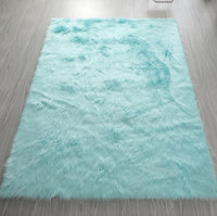 "Cozy Collection" Ultra Soft Fluffy Faux Fur Sheepskin Area Rug Teal Polyester