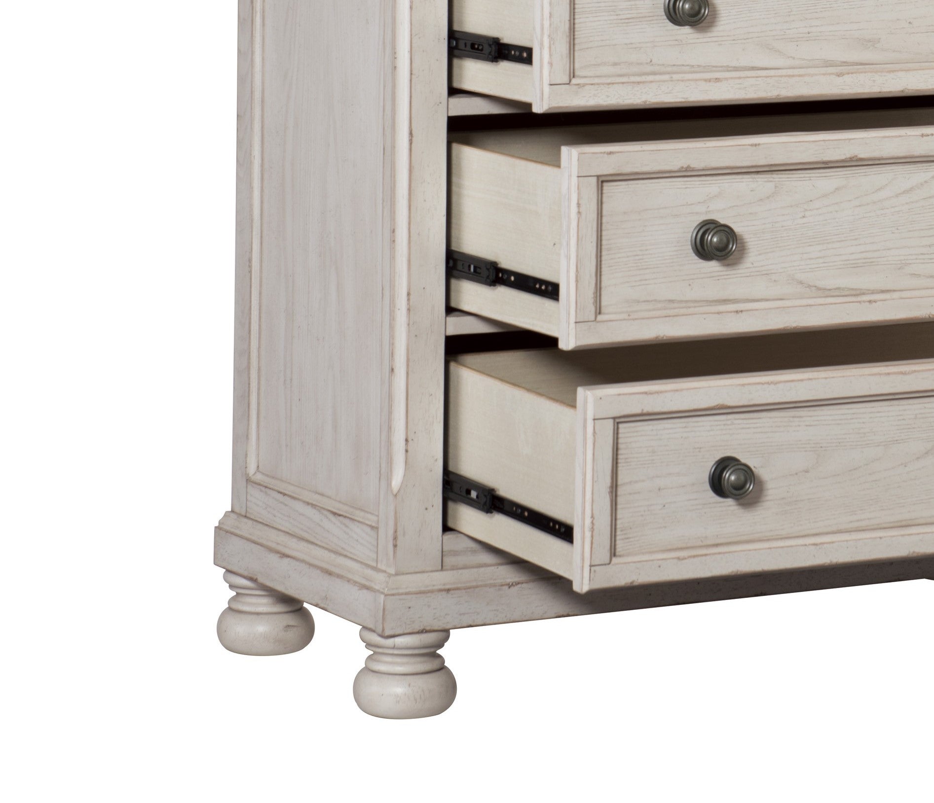 Wire Brushed White Finish 1Pc Chest Of Drawers With Ball Bearing Glides Transitional Bedroom Furniture White Bedroom Wood