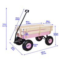 Outdoor Wagon All Terrain Pulling W Wood Railing Air Tires Garden Cart Pink Garden & Outdoor Steel