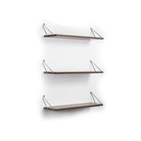 Altai Floating Wall Decor Wall Mounted Rustic Decorative Hanging Metal Bracket Triple Shelfs For Books, Walnut Chrome Walnut Solid Wood