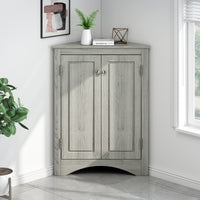 Oak Triangle Bathroom Storage Cabinet With Adjustable Shelves, Freestanding Floor Cabinet For Home Kitchen Oak Mdf