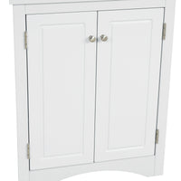 White Triangle Bathroom Storage Cabinet With Adjustable Shelves, Freestanding Floor Cabinet For Home Kitchen White Mdf