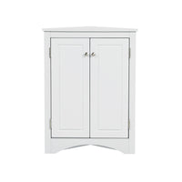 White Triangle Bathroom Storage Cabinet With Adjustable Shelves, Freestanding Floor Cabinet For Home Kitchen White Mdf