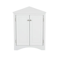 White Triangle Bathroom Storage Cabinet With Adjustable Shelves, Freestanding Floor Cabinet For Home Kitchen White Mdf