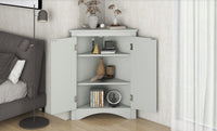 Grey Triangle Bathroom Storage Cabinet With Adjustable Shelves, Freestanding Floor Cabinet For Home Kitchen Grey Mdf