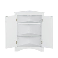 White Triangle Bathroom Storage Cabinet With Adjustable Shelves, Freestanding Floor Cabinet For Home Kitchen White Mdf