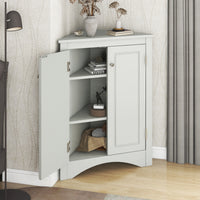 Grey Triangle Bathroom Storage Cabinet With Adjustable Shelves, Freestanding Floor Cabinet For Home Kitchen Grey Mdf