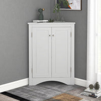 White Triangle Bathroom Storage Cabinet With Adjustable Shelves, Freestanding Floor Cabinet For Home Kitchen White Mdf