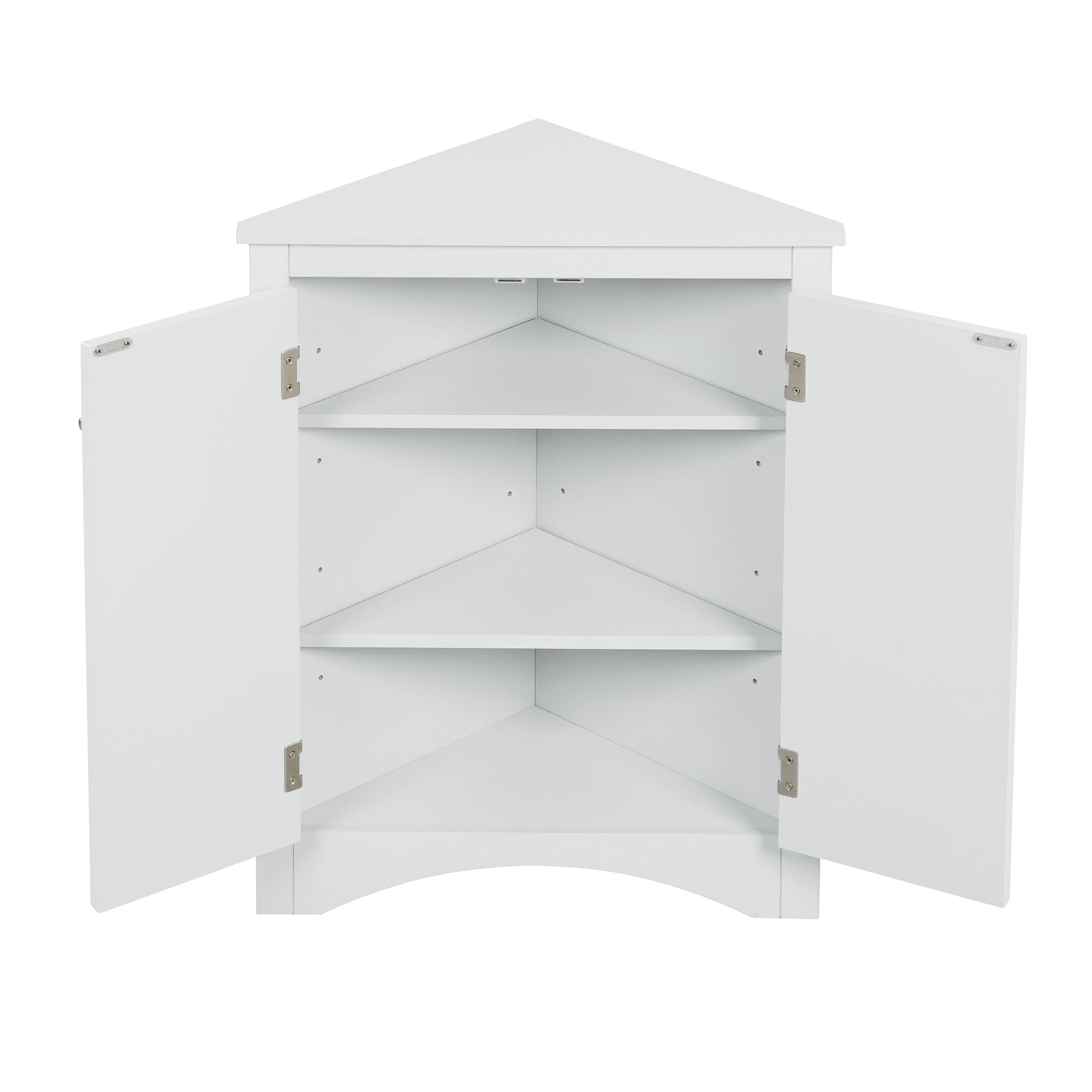 White Triangle Bathroom Storage Cabinet With Adjustable Shelves, Freestanding Floor Cabinet For Home Kitchen White Mdf