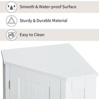 White Bathroom Cabinet Triangle Corner Storage Cabinet With Adjustable Shelf Modern Style Mdf Board Old Sku:Wf291477Aak White Mdf