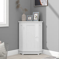 White Bathroom Cabinet Triangle Corner Storage Cabinet With Adjustable Shelf Modern Style Mdf Board Old Sku:Wf291477Aak White Mdf