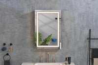 Led Lighted Bathroom Medicine Cabinet With Mirror, Surface Lighted Medicine Cabinet,Dimmable,Adjustable Shelves,Intelligent Switch Medicine Cabinet, Aluminum Frame,Left Opening Door Matt Black Aluminium