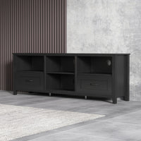 70.08 Inch Length Tv Stand For Living Room And Bedroom, With 2 Drawers And 4 High Capacity Storage Compartment,Black Walnut Black 70 79 Inches Particle Board