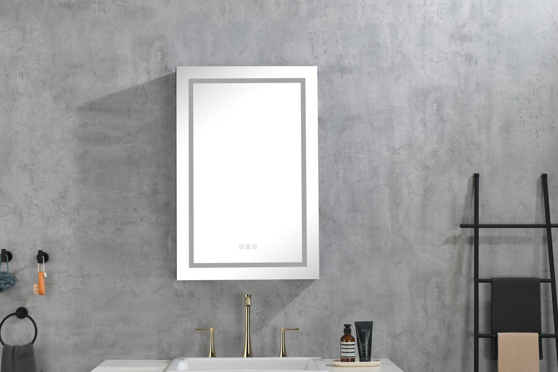 Led Lighted Bathroom Medicine Cabinet With Mirror, Surface Lighted Medicine Cabinet,Dimmable,Adjustable Shelves,Intelligent Switch Medicine Cabinet, Aluminum Frame,Left Opening Door Matt Black Aluminium