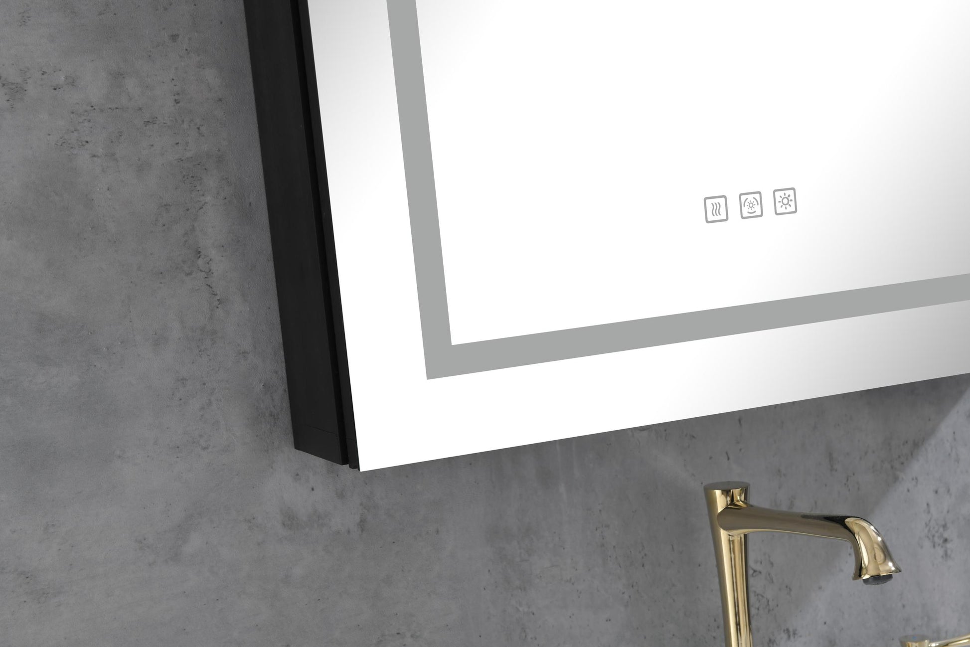 Led Lighted Bathroom Medicine Cabinet With Mirror, Surface Lighted Medicine Cabinet,Dimmable,Adjustable Shelves,Intelligent Switch Medicine Cabinet, Aluminum Frame,Left Opening Door Matt Black Aluminium