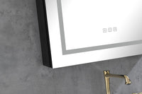 Led Lighted Bathroom Medicine Cabinet With Mirror, Surface Lighted Medicine Cabinet,Dimmable,Adjustable Shelves,Intelligent Switch Medicine Cabinet, Aluminum Frame,Left Opening Door Matt Black Aluminium