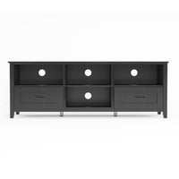 70.08 Inch Length Black Tv Stand For Living Room And Bedroom, With 2 Drawers And 4 High Capacity Storage Compartment. Black Particle Board