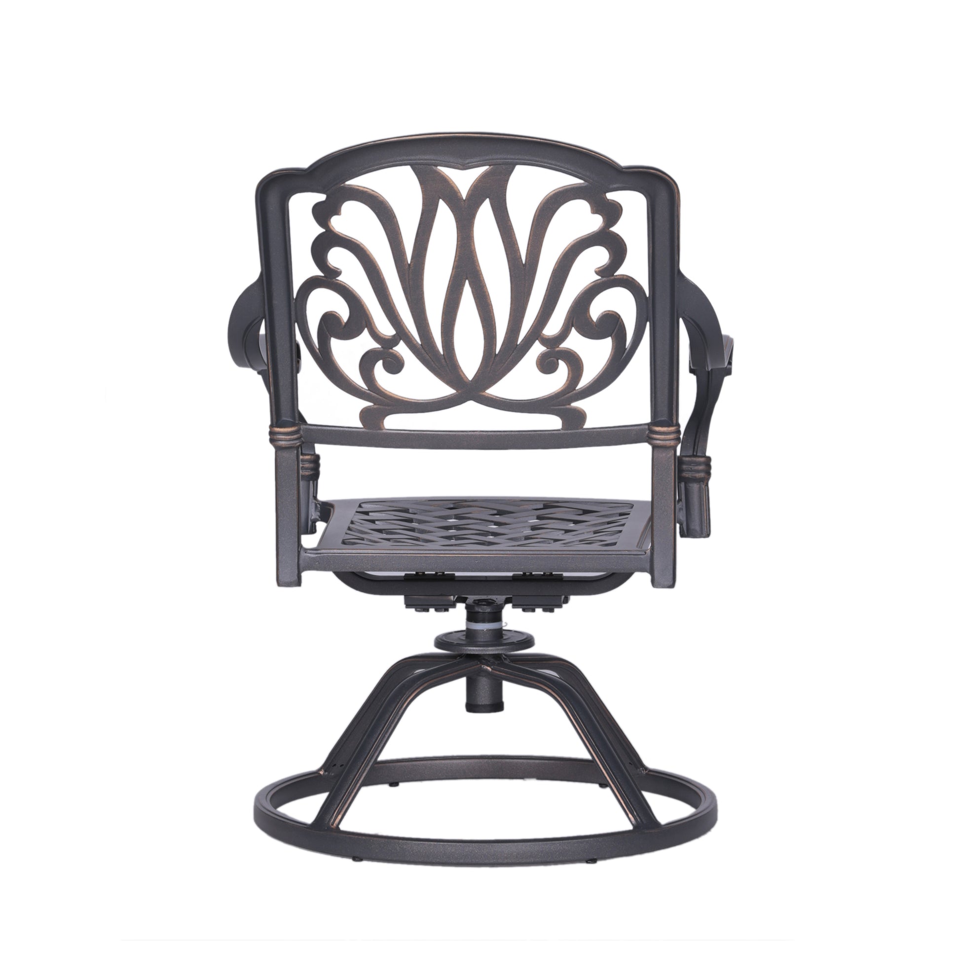 Patio Outdoor Aluminum Dining Swivel Rocker Chairs With Cushion, Set Of 2, Cast Silver Dark Gray White Foam Aluminum