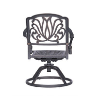 Patio Outdoor Aluminum Dining Swivel Rocker Chairs With Cushion, Set Of 2, Cast Silver Dark Gray White Foam Aluminum