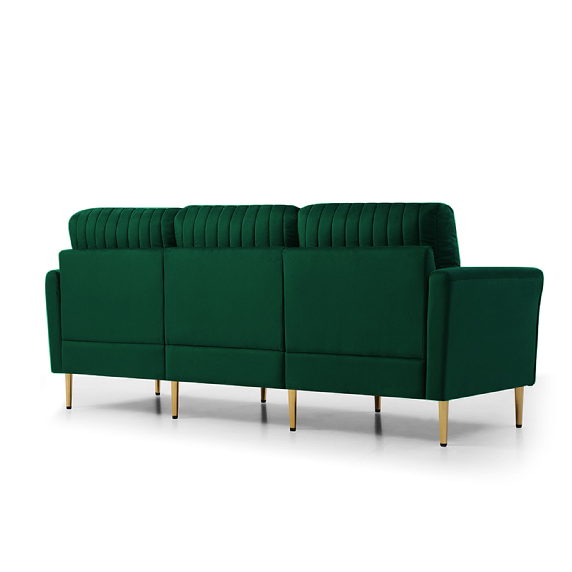 Green Velvet Modular Corner Sofa Reversible Left Hand Facing Sofa & Chaise With Ottoman Green Foam Velvet 3 Seat
