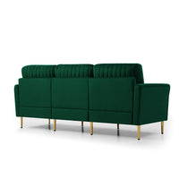 Green Velvet Modular Corner Sofa Reversible Left Hand Facing Sofa & Chaise With Ottoman Green Foam Velvet 3 Seat
