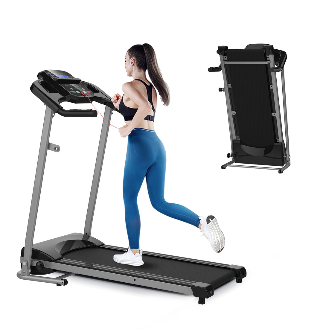 Foldable Electric Treadmill 2.5Hp Motorized Running Machine With 12 Perset Programs 265Lbs Weight Capacity Walking Jogging Treadmill Black Steel