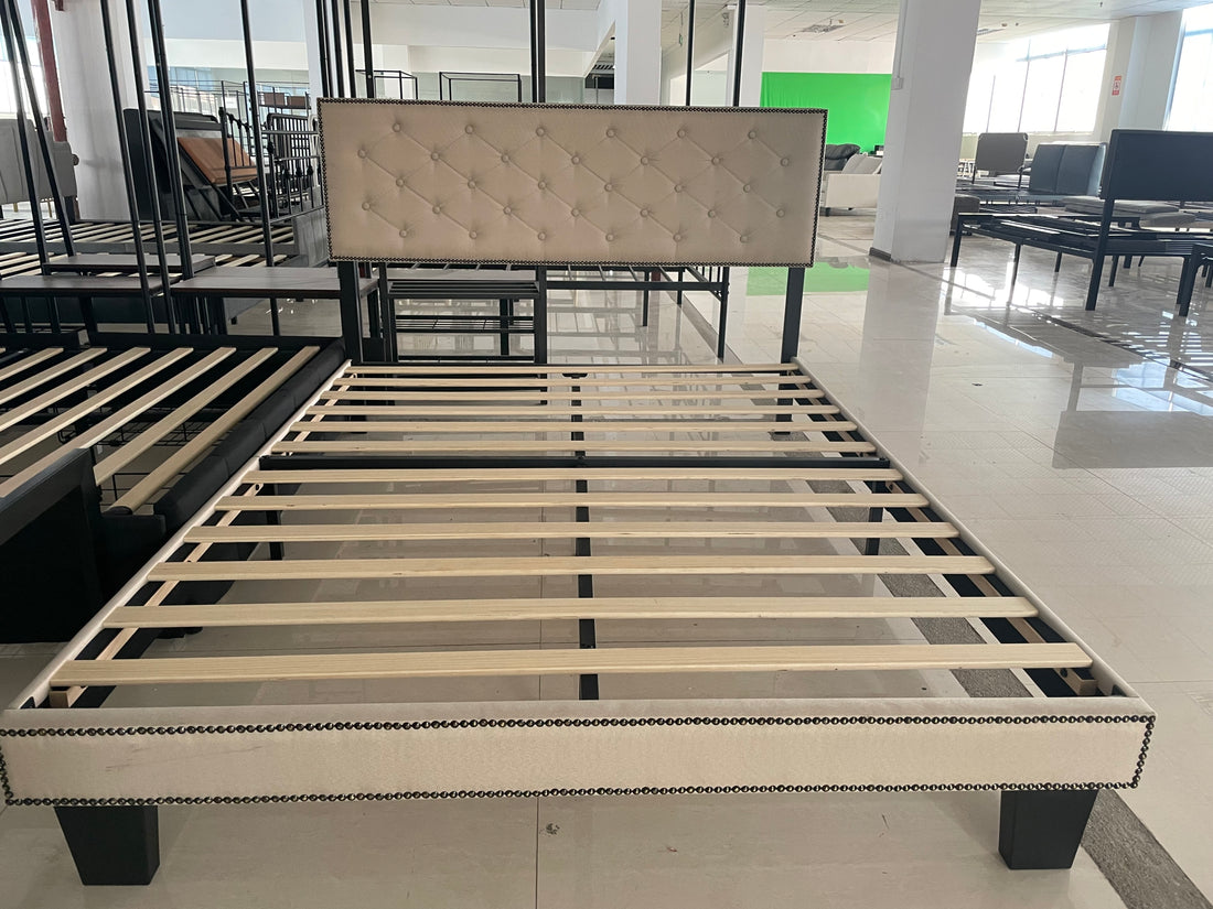 Rivet Upholstered Headboard Platform Bed Frame