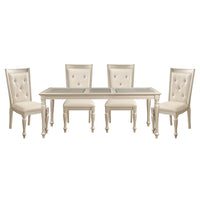 Traditional Design Silver Finish Dining Side Chairs 2Pc Set Wood Frame Crystal Button Tufted Back Silver Dining Room Glam,Modern,Traditional Wood