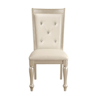 Traditional Design Silver Finish Dining Side Chairs 2Pc Set Wood Frame Crystal Button Tufted Back Silver Dining Room Glam,Modern,Traditional Wood