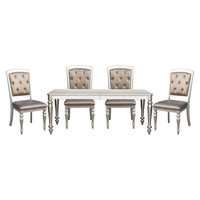 Glamourous Silver Finish Rectangular Dining Table 1Pc Draw Leaf Mirror Trim Apron Dining Room Furniture Silver Dining Room Glam,Modern Wood