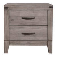 Brownish Gray Finish 1Pc Nightstand Melamine Laminate 2X Drawers Dark Metal Hardware Bed Side Table Brown Gray 2 Drawers Bedroom Wood