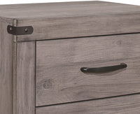 Brownish Gray Finish 1Pc Nightstand Melamine Laminate 2X Drawers Dark Metal Hardware Bed Side Table Brown Gray 2 Drawers Bedroom Wood