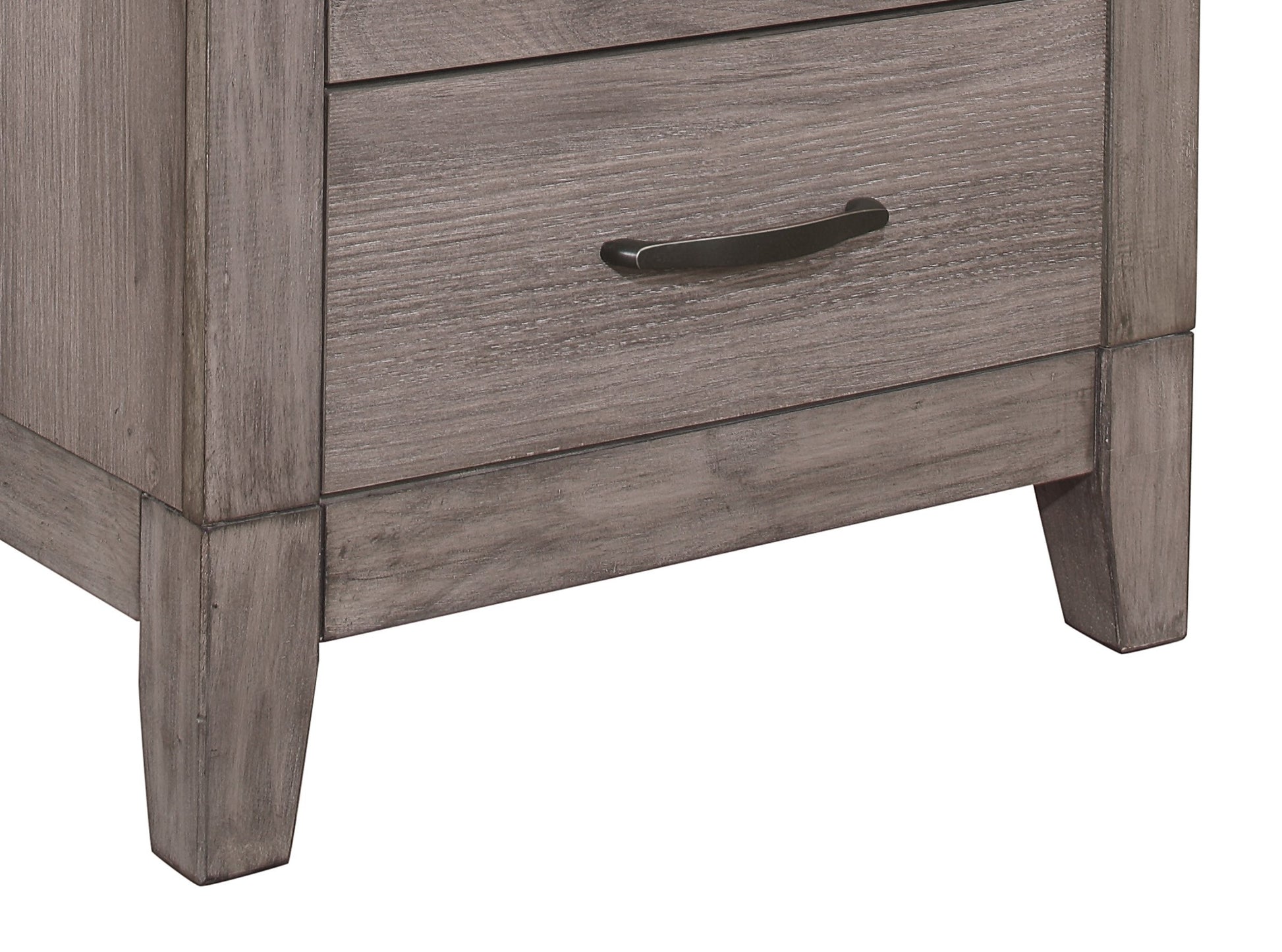 Brownish Gray Finish 1Pc Nightstand Melamine Laminate 2X Drawers Dark Metal Hardware Bed Side Table Brown Gray 2 Drawers Bedroom Wood