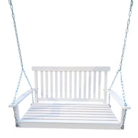 Front Porch Swing With Armrests, Wood Bench Swing With Hanging Chains,For Outdoor Patio ,Garden Yard, Porch, Backyard, Or Sunroom,Easy To Assemble,White White Solid Wood