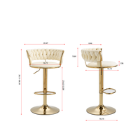 Set Of 2 Bar Stools,With Chrome Footrest And Base Swivel Height Adjustable Mechanical Lifting Velvet Golden Leg Simple Bar Stool Cream Cream Foam Fabric