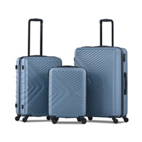 3 Piece Luggage Sets Abs Lightweight Suitcase With Two Hooks, Spinner Wheels, Tsa Lock, 20 24 28 Blue Blue Abs