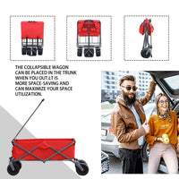 Utility Park Garden Cart Tool Customized Color Folding Camping Trolley Outdoor Picnic Beach Wagon Red Oxford Fabric Metal