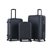 3 Piece Luggage Sets Abs Lightweight Suitcase With Two Hooks, Spinner Wheels, Tsa Lock, 20 24 28 Black Black Abs