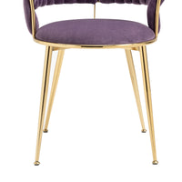 Coolmore Velvet Dining Chairs Set Of 2, Woven Upholstered Dining Chairs With Gold Metal Legs, Modern Accent Chairs For Living Room, Dining Room, Kitchen Purple Velvet Purple Foam Velvet