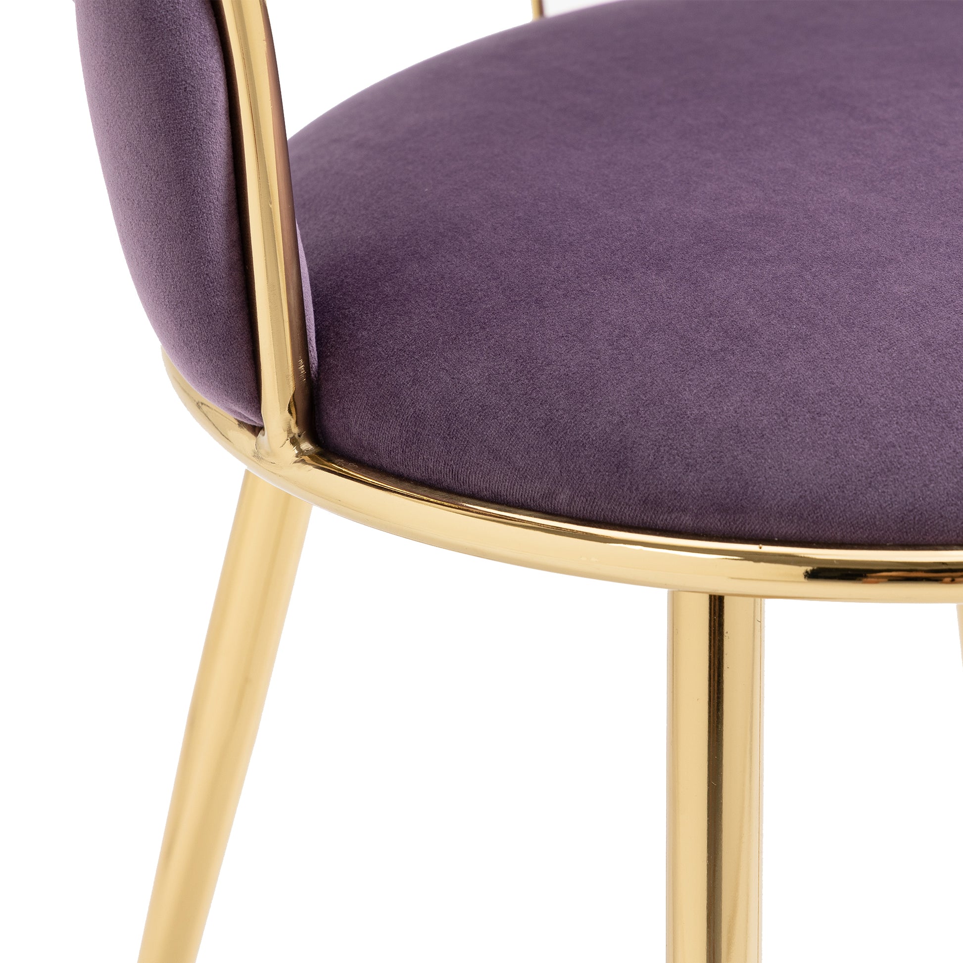 Coolmore Velvet Dining Chairs Set Of 2, Woven Upholstered Dining Chairs With Gold Metal Legs, Modern Accent Chairs For Living Room, Dining Room, Kitchen Purple Velvet Purple Foam Velvet