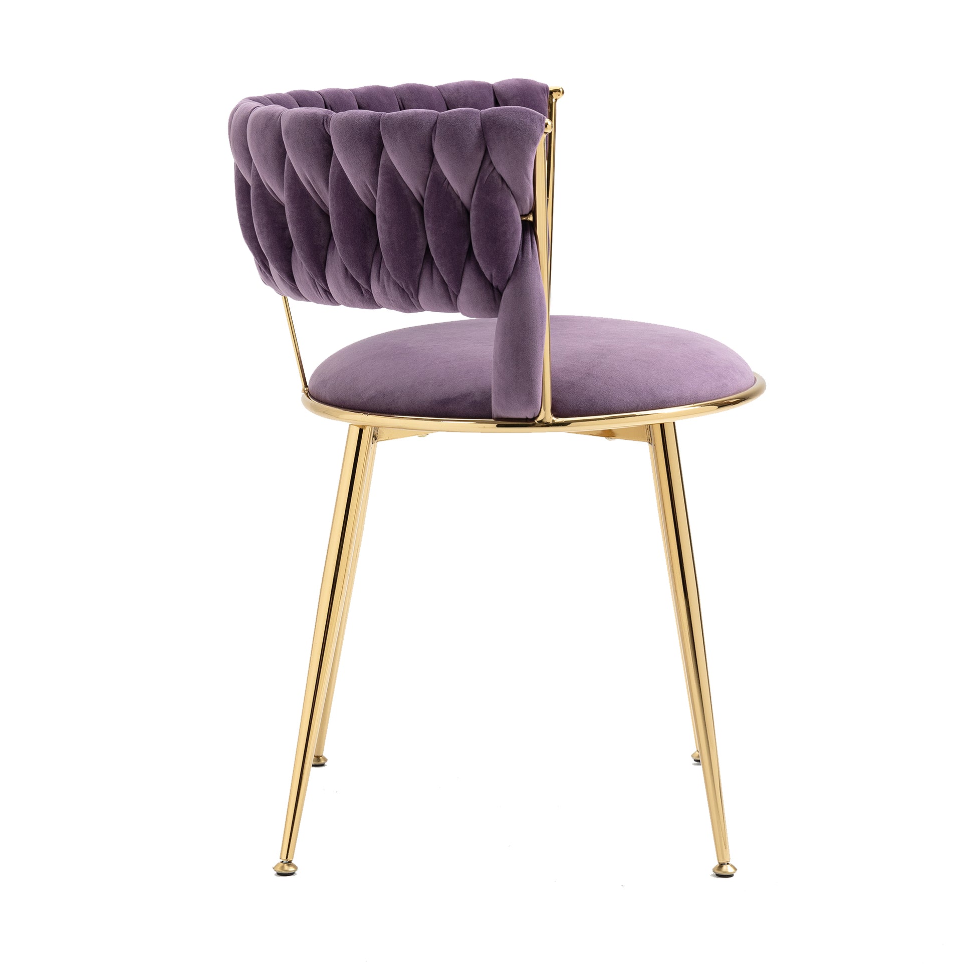 Coolmore Velvet Dining Chairs Set Of 2, Woven Upholstered Dining Chairs With Gold Metal Legs, Modern Accent Chairs For Living Room, Dining Room, Kitchen Purple Velvet Purple Foam Velvet