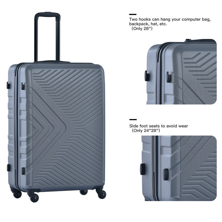 3 Piece Luggage Sets Abs Lightweight Suitcase With Two Hooks, Spinner Wheels, Tsa Lock, 20 24 28 Gray Gray Abs