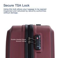 3 Piece Luggage Sets Abs Lightweight Suitcase With Two Hooks, Spinner Wheels, Tsa Lock, 20 24 28 Wine Red Red Abs