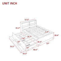 Full Bed With Bookcase,Twin Trundle,Drawers,Espresso Full Espresso Pine