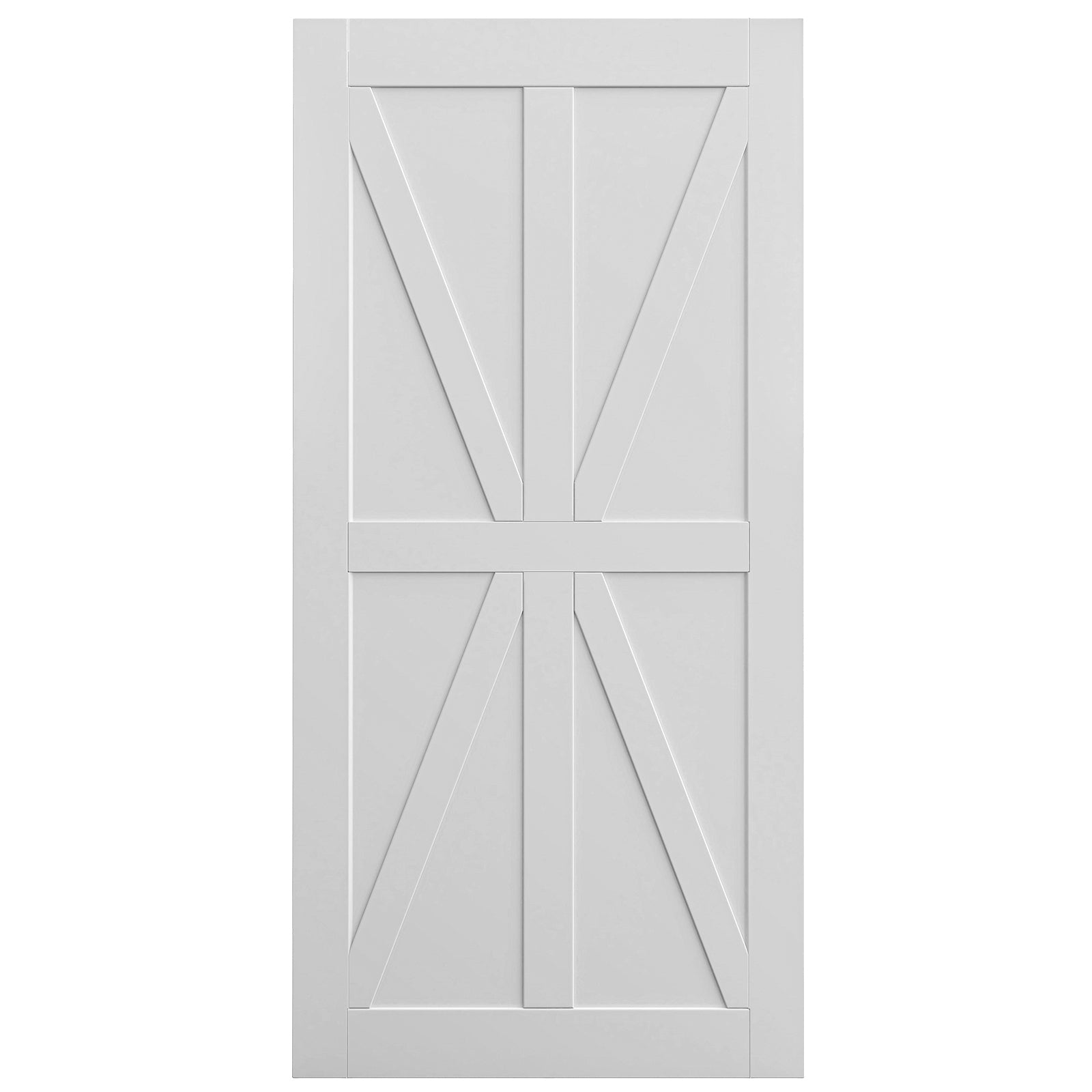 32" X 80" Star Style Real Primed Door Slab 6.6Ft Barn Door Sliding Hardware Adjustable Floor Guider Pull Handle, Diy Unfinished Paneled Door, Modern Interior Barn Door, Moisture Proof White Mdf