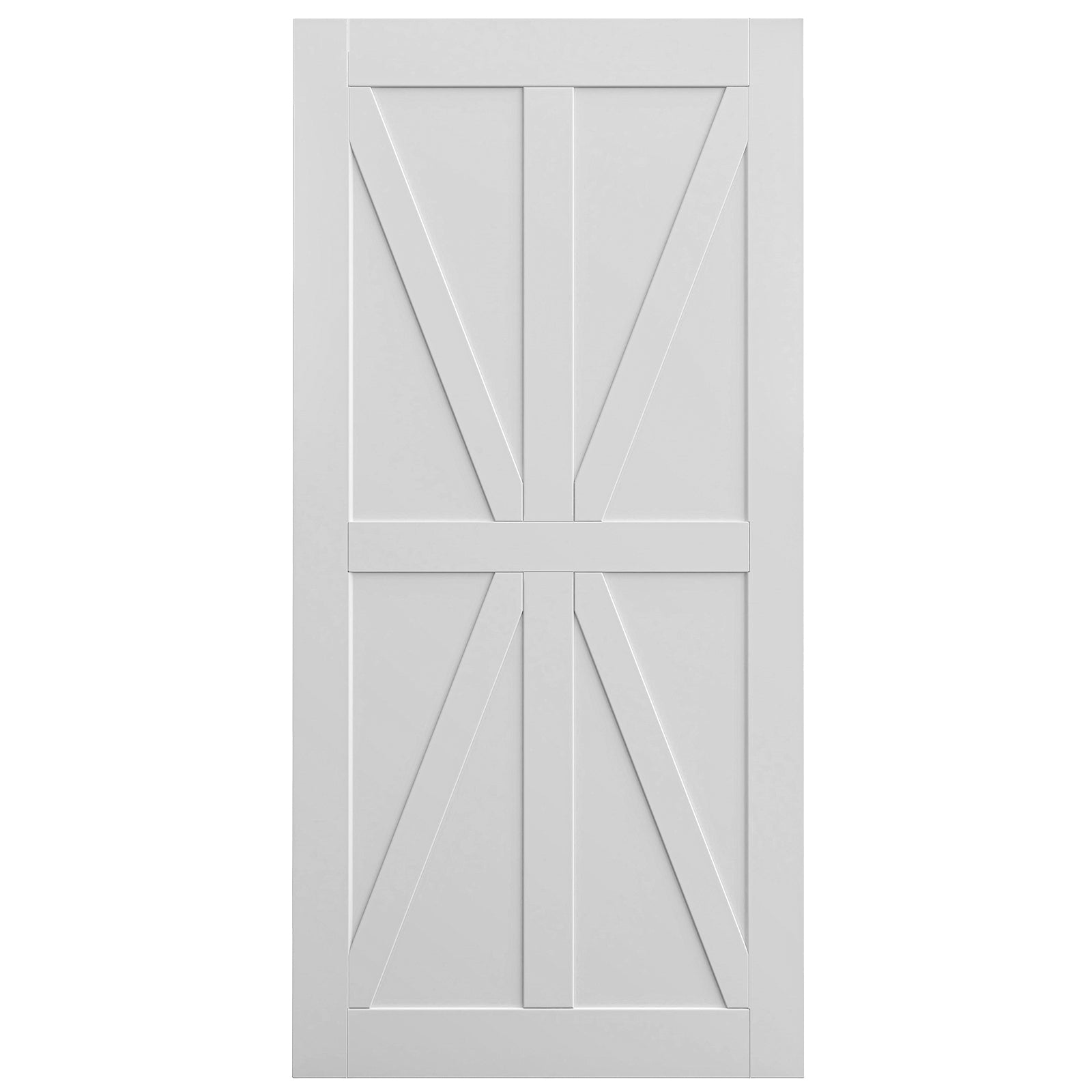 36" X 84" Star Style Real Primed Door Slab 6.6Ft Barn Door Sliding Hardware Adjustable Floor Guider Pull Handle, Diy Unfinished Paneled Door, Modern Interior Barn Door, Moisture Proof White Mdf