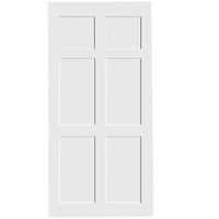 36" X 80" Six Panel Real Primed Door Slab, Diy Panel Door, Modern Interior Barn Door, Water Proof, Anti Deformation, Pre Drilled Ready To Assemble, Suitable For Pre Hung Door And Barn Door White Mdf