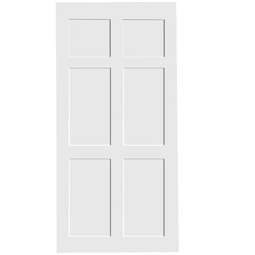 36" X 80" Six Panel Real Primed Door Slab, Diy Panel Door, Modern Interior Barn Door, Water Proof, Anti Deformation, Pre Drilled Ready To Assemble, Suitable For Pre Hung Door And Barn Door White Mdf